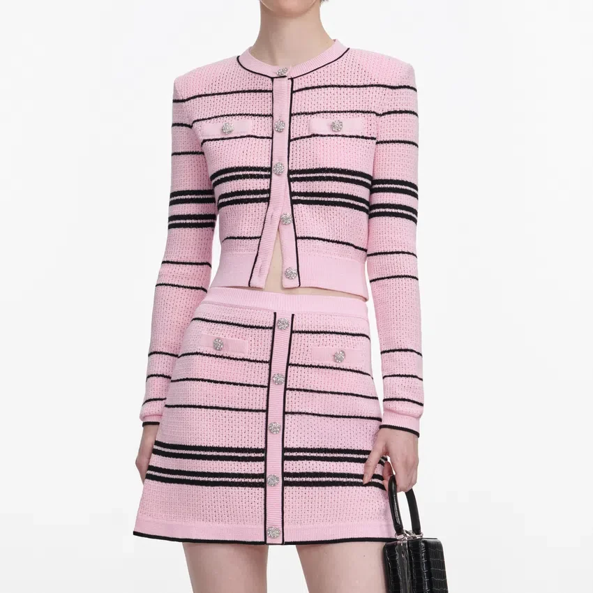 Pink Stripe Knit Mini Skirt Pink Stripe Knit Mini Skirt