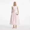 Pink Taffeta Belted Midi Dress Pink Taffeta Belted Midi Dress