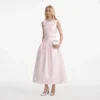 Pink Taffeta Belted Midi Dress Pink Taffeta Belted Midi Dress