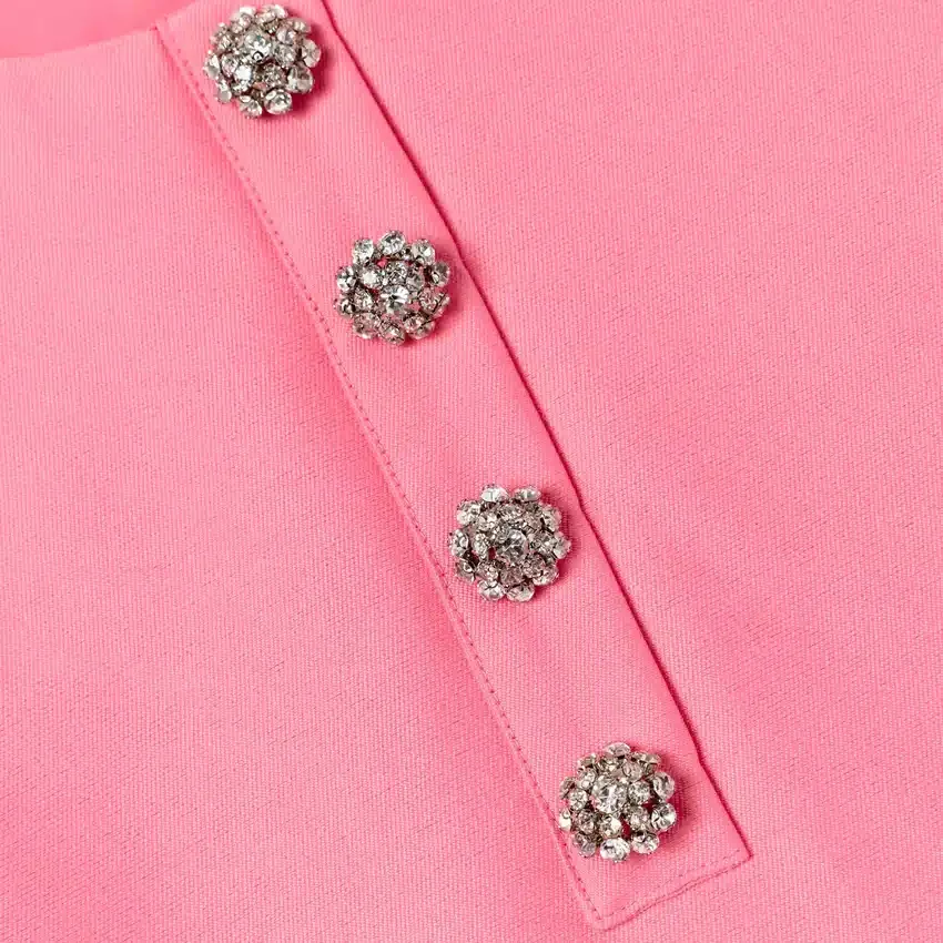 Pink Taffeta Crystal Embellished Dress Pink Taffeta Crystal Embellished Dress