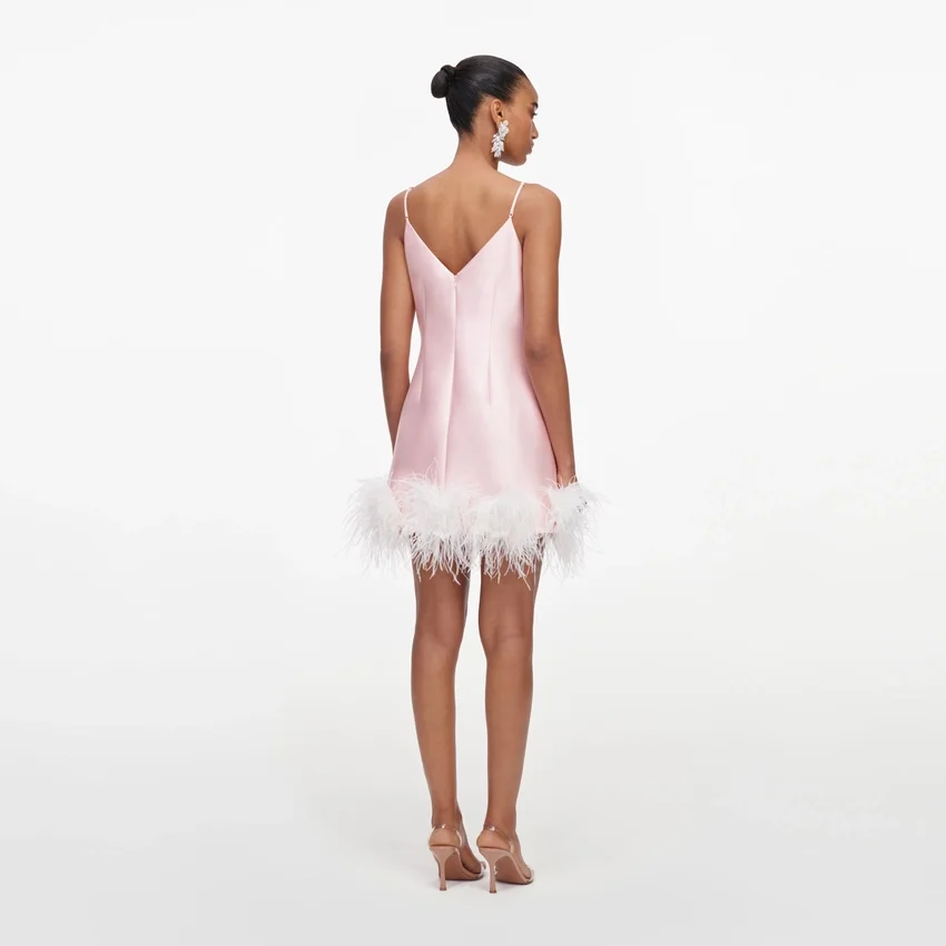 Pink Taffeta Feather Mini Dress Pink Taffeta Feather Mini Dress
