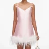 Pink Taffeta Feather Mini Dress Pink Taffeta Feather Mini Dress