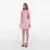 Pink Viscose Knit Tie Mini Dress Pink Viscose Knit Tie Mini Dress