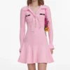 Pink Viscose Knit Tie Mini Dress Pink Viscose Knit Tie Mini Dress
