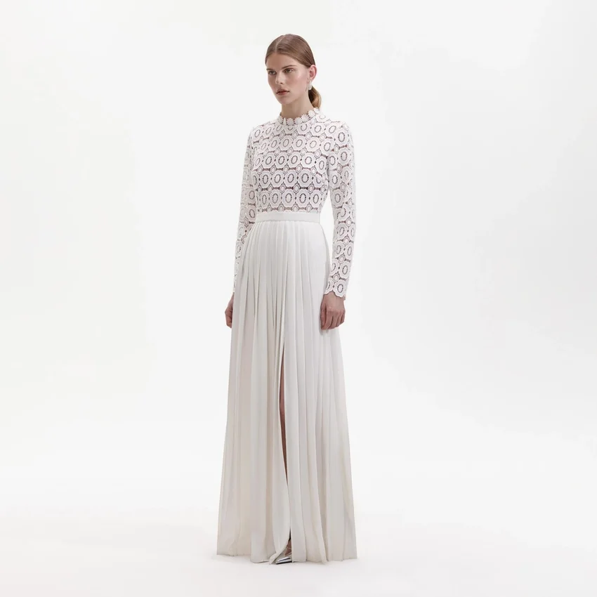 Pleated Crochet Floral Maxi Dress Pleated Crochet Floral Maxi Dress