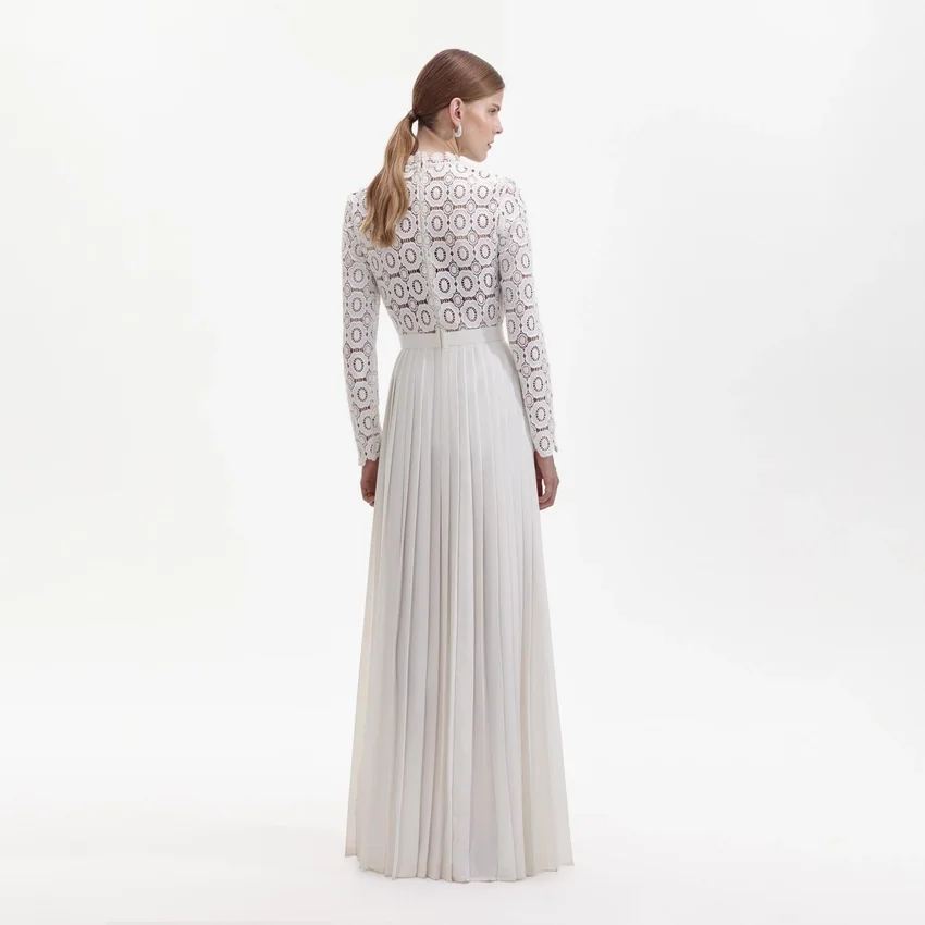 Pleated Crochet Floral Maxi Dress Pleated Crochet Floral Maxi Dress