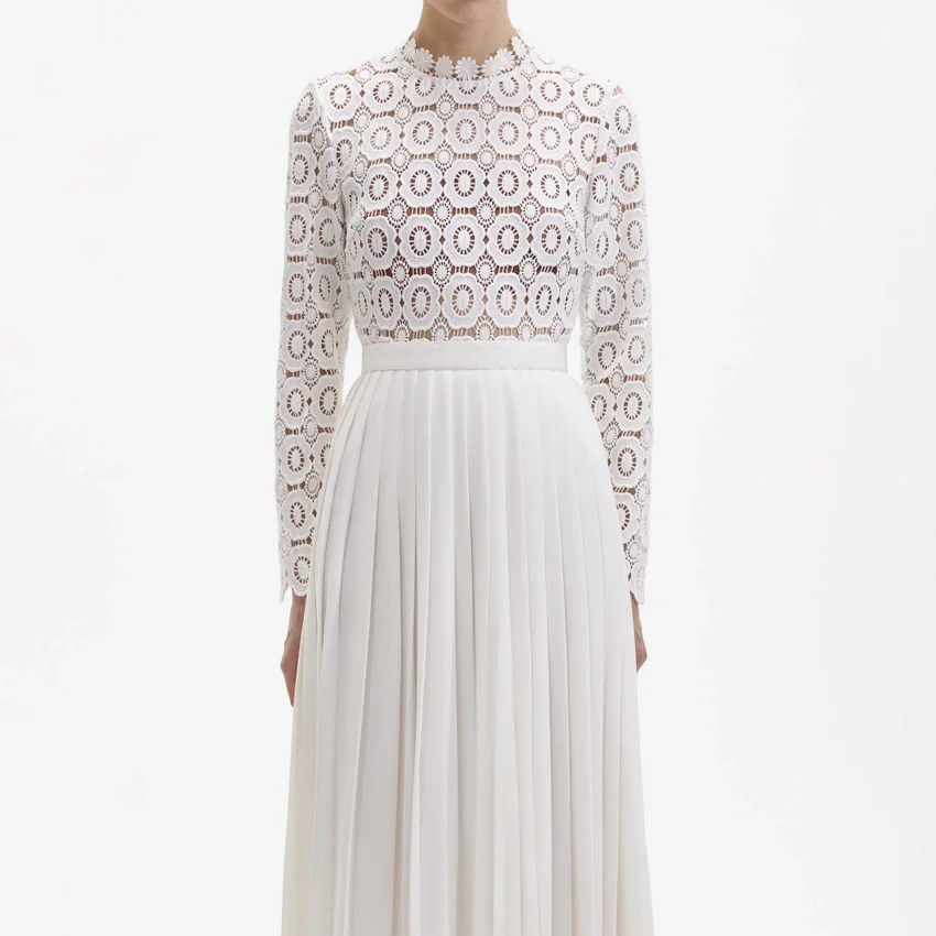 Pleated Crochet Floral Maxi Dress Pleated Crochet Floral Maxi Dress
