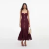 Plum Linen Blend Lace Insert Midi Dress Plum Linen Blend Lace Insert Midi Dress