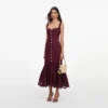 Plum Linen Blend Lace Insert Midi Dress Plum Linen Blend Lace Insert Midi Dress