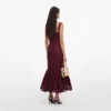 Plum Linen Blend Lace Insert Midi Dress Plum Linen Blend Lace Insert Midi Dress