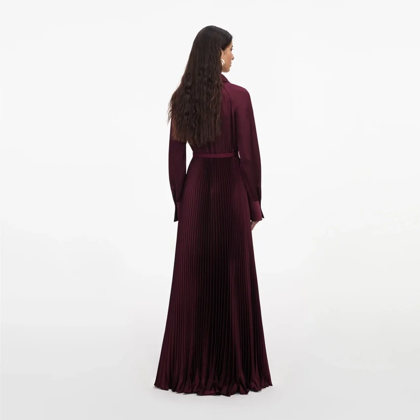 Plum Satin Pleated Maxi Dress Plum Satin Pleated Maxi Dress