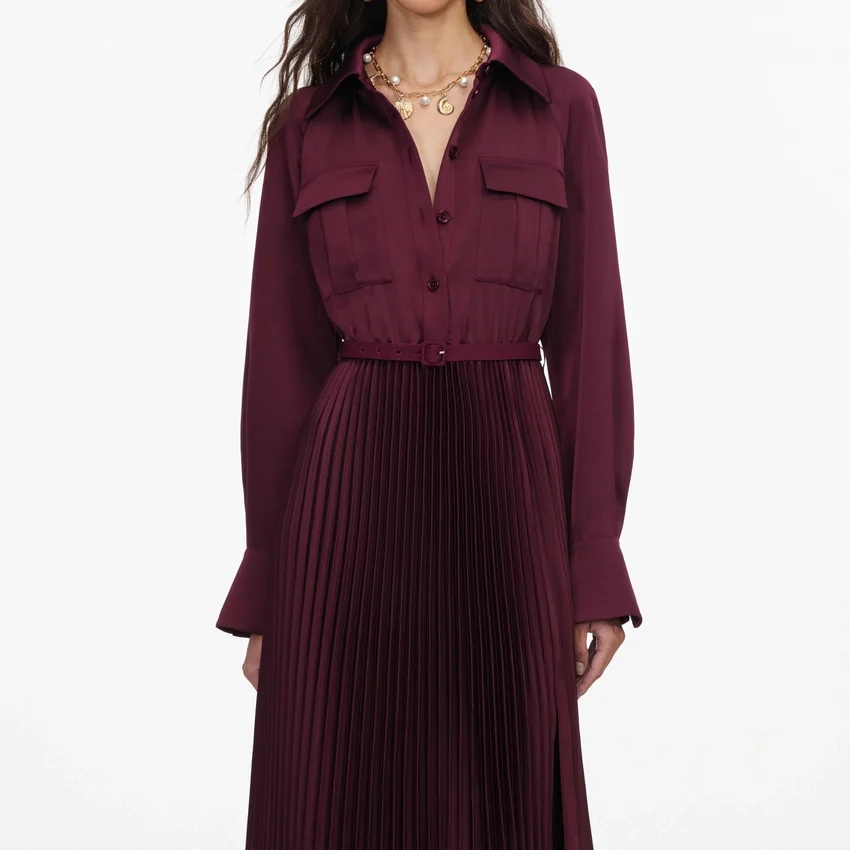 Plum Satin Pleated Maxi Dress Plum Satin Pleated Maxi Dress