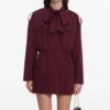 Plum Twill Tie Neck Playsuit Plum Twill Tie Neck Playsuit