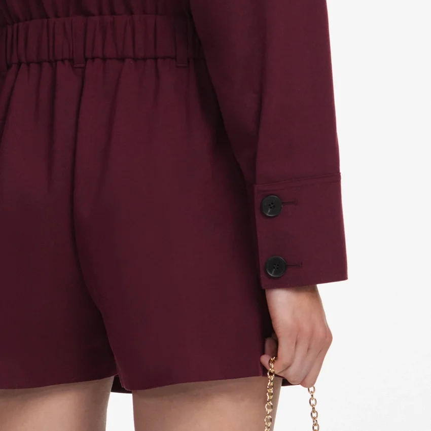 Plum Twill Tie Neck Playsuit Plum Twill Tie Neck Playsuit