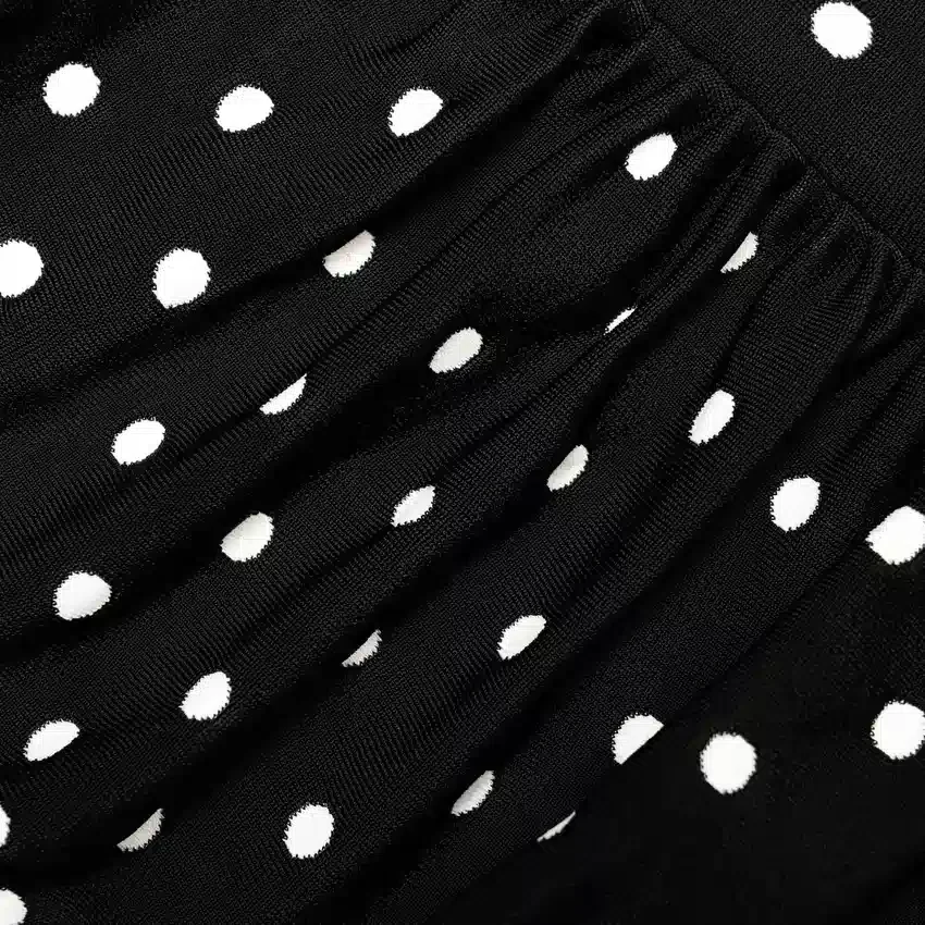 Polka Dot Draped Knit Midi Dress Polka Dot Draped Knit Midi Dress