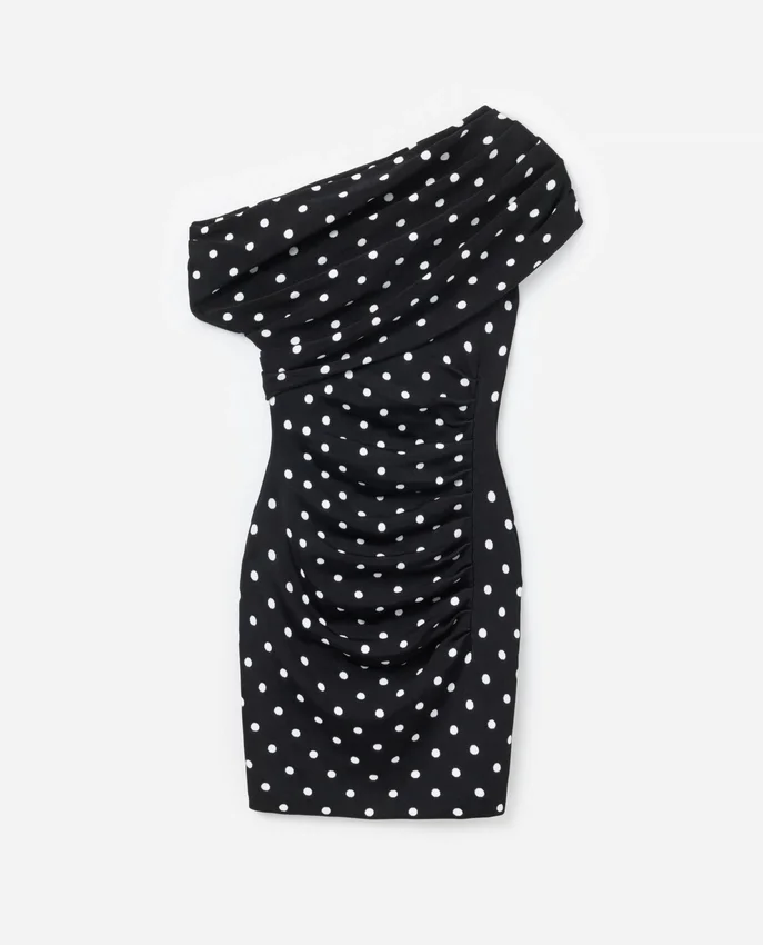 Polka Dot Draped Knit Mini Dress Polka Dot Draped Knit Mini Dress
