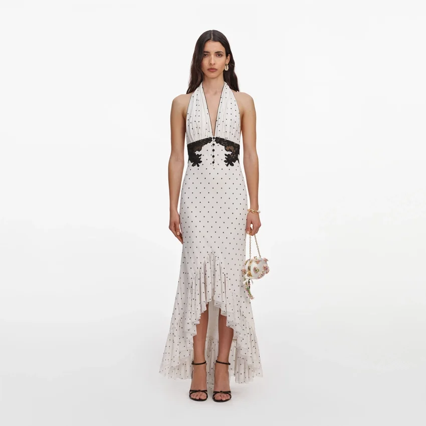 Polka Dot Halter Neck Midi Dress Polka Dot Halter Neck Midi Dress