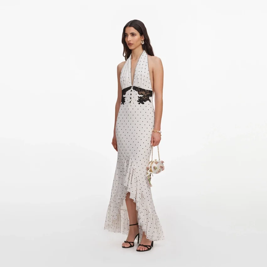 Polka Dot Halter Neck Midi Dress Polka Dot Halter Neck Midi Dress
