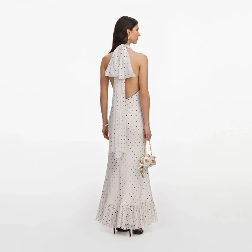 Polka Dot Halter Neck Midi Dress Polka Dot Halter Neck Midi Dress