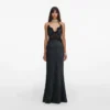 Polka Dot Satin Lace Maxi Dress Polka Dot Satin Lace Maxi Dress