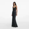 Polka Dot Satin Lace Maxi Dress Polka Dot Satin Lace Maxi Dress