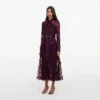 Purple Lace Tie Neck Midi Dress Purple Lace Tie Neck Midi Dress