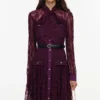 Purple Lace Tie Neck Midi Dress Purple Lace Tie Neck Midi Dress