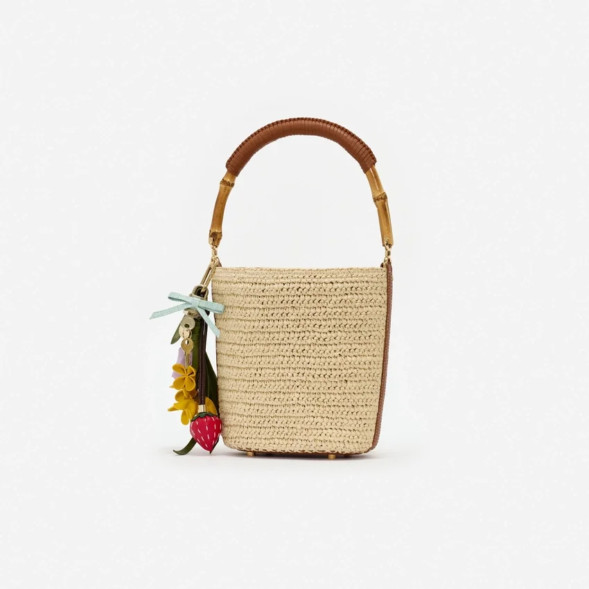 Raffia Charm Bucket Bag Raffia Charm Bucket Bag