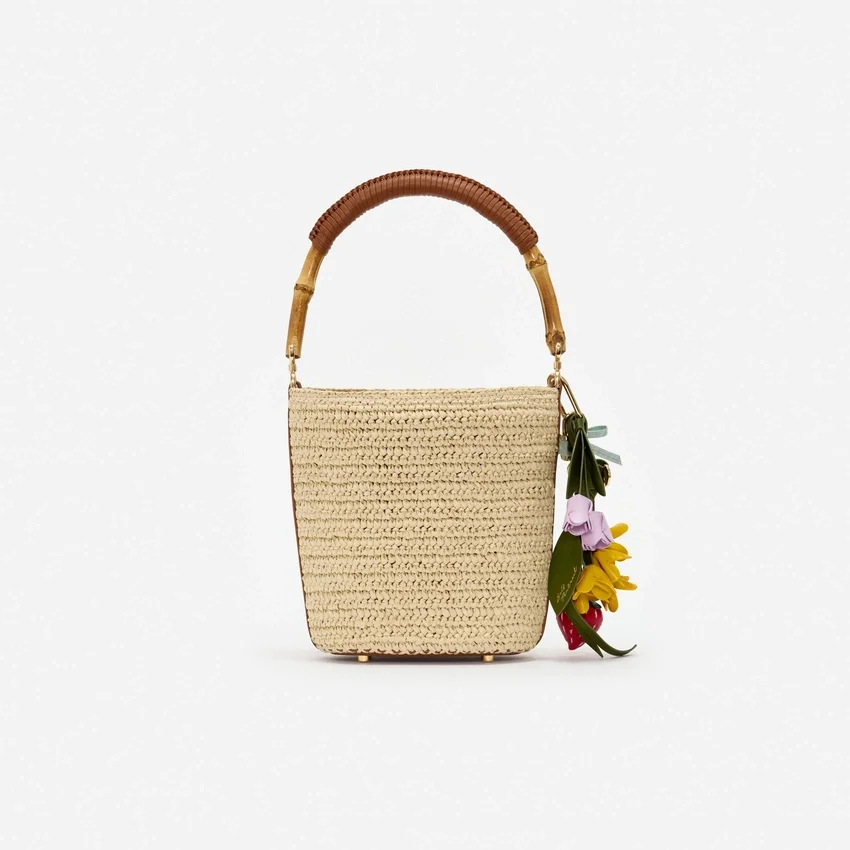 Raffia Charm Bucket Bag Raffia Charm Bucket Bag