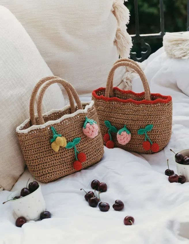Raffia Cherry Tote Bag Raffia Cherry Tote Bag