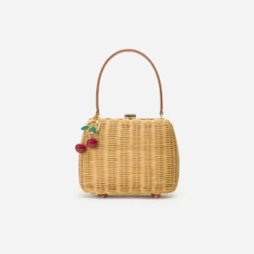 Rattan Cherry Charm Mini Bag