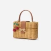 Rattan Cherry Charm Mini Basket Bag Rattan Cherry Charm Mini Basket Bag