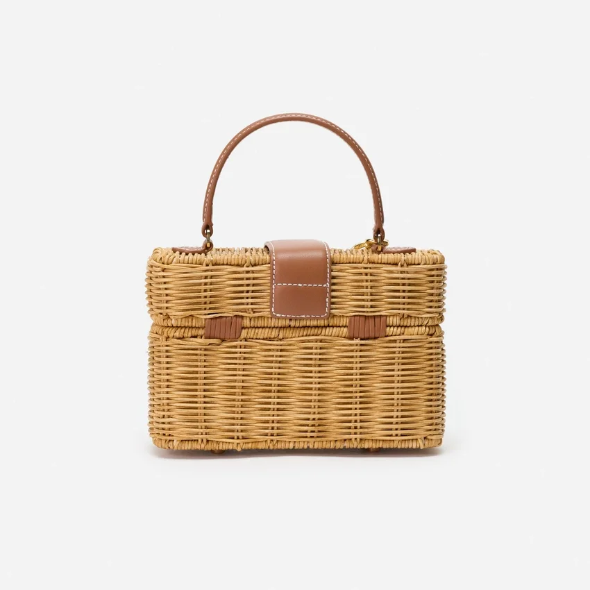 Rattan Cherry Charm Mini Basket Bag Rattan Cherry Charm Mini Basket Bag