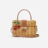 Rattan Cherry Charm Mini Basket Bag Rattan Cherry Charm Mini Basket Bag