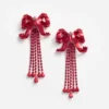 Red Bow Diamante Earrings