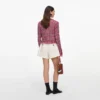 Red Check Frayed Knit Jacket Red Check Frayed Knit Jacket