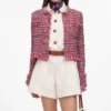 Red Check Frayed Knit Jacket Red Check Frayed Knit Jacket