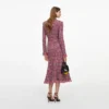 Red Check Frayed Knit Midi Dress Red Check Frayed Knit Midi Dress