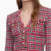 Red Check Frayed Knit Midi Dress Red Check Frayed Knit Midi Dress
