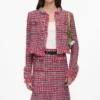 Red Check Frayed Knit Midi Skirt Red Check Frayed Knit Midi Skirt