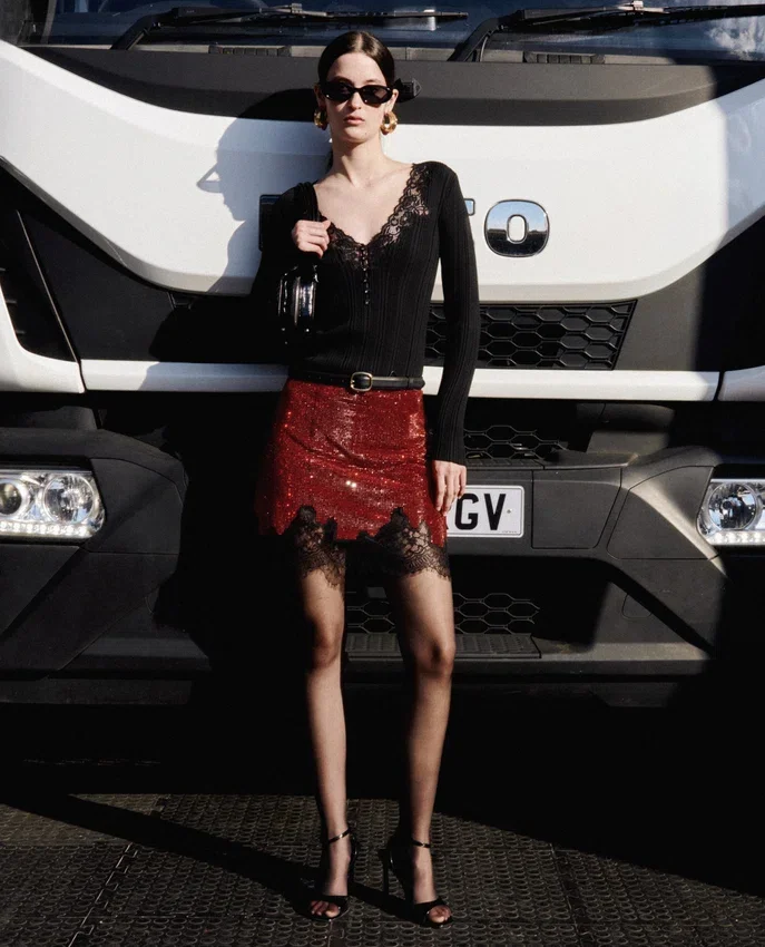 Red Crystal Chainmail Mini Skirt Red Crystal Chainmail Mini Skirt