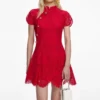 Red Fine Lace Mini Dress Red Fine Lace Mini Dress