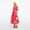 Red Floral Cotton Midi Dress Red Floral Cotton Midi Dress
