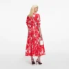 Red Floral Cotton Midi Dress Red Floral Cotton Midi Dress