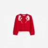 Red Flower Trim Cardigan Red Flower Trim Cardigan