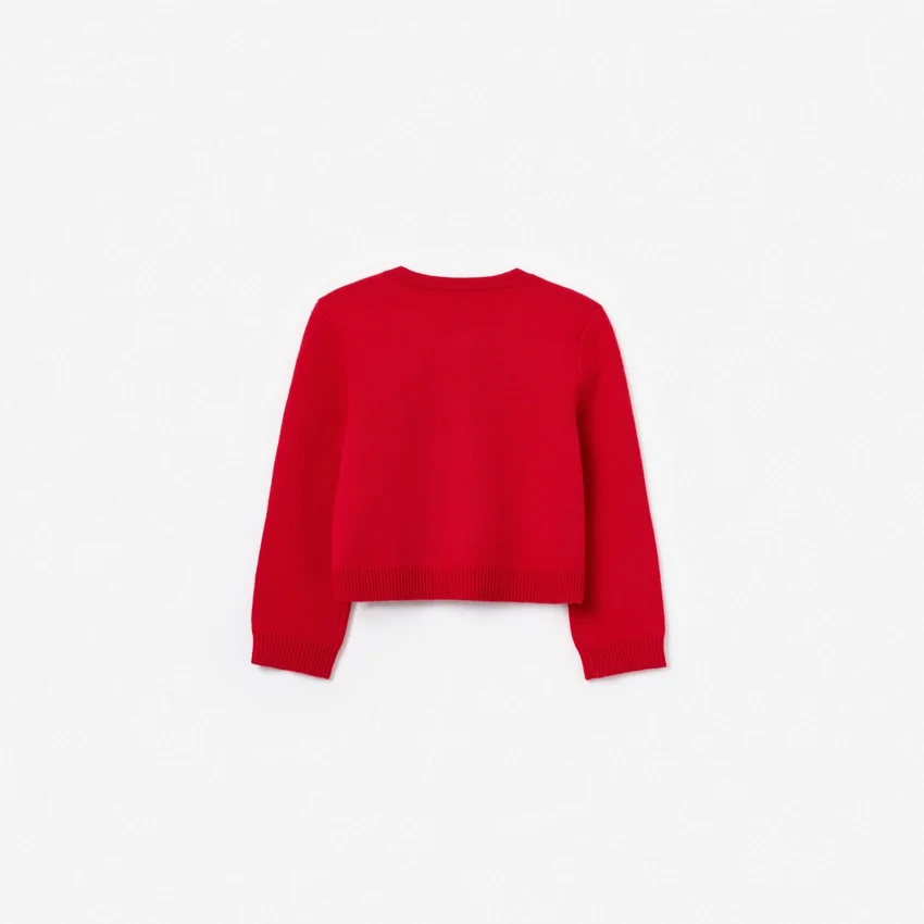 Red Flower Trim Cardigan Red Flower Trim Cardigan