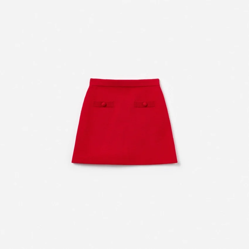 Red Flower Trim Knit Skirt Red Flower Trim Knit Skirt