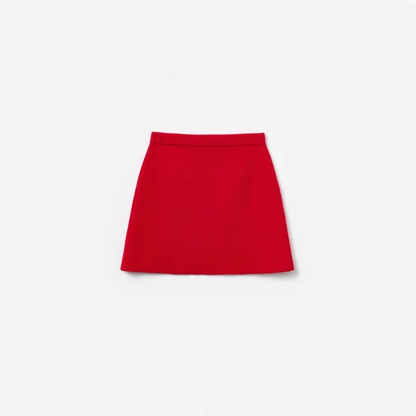 Red Flower Trim Knit Skirt Red Flower Trim Knit Skirt