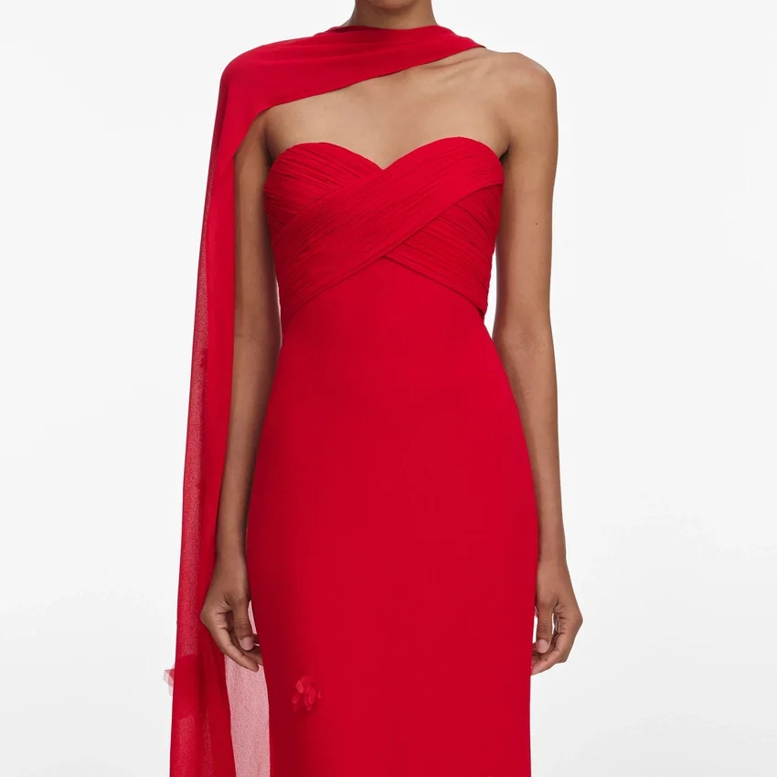 Red Georgette Flower Maxi Dress Red Georgette Flower Maxi Dress