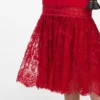 Red Linen Blend Lace Midi Dress Red Linen Blend Lace Midi Dress